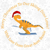 Gepersonaliseerd kerstskiend Sinaasappel Dinosaur Cadeaupapier