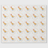 Gepersonaliseerd kerstskiend Sinaasappel Dinosaur Cadeaupapier (Vlak)