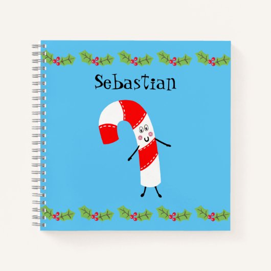 Gepersonaliseerd kerstsnoepriet notitieboek (Voorkant)