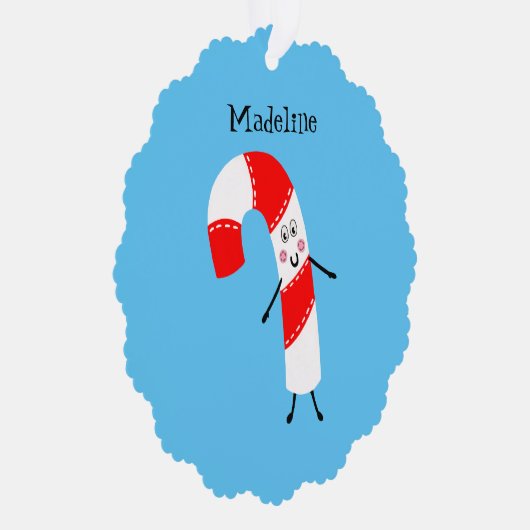 Gepersonaliseerd kerstsnoepriet ornament kaart (Rechts)