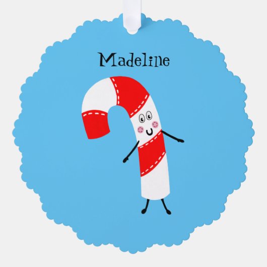 Gepersonaliseerd kerstsnoepriet ornament kaart (Voorkant)