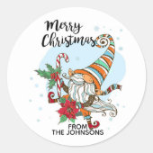 Gepersonaliseerd kerstsnoepriet ronde sticker (Voorkant)