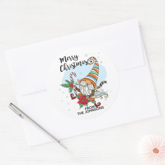 Gepersonaliseerd kerstsnoepriet ronde sticker (Envelop)