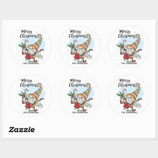 Gepersonaliseerd kerstsnoepriet ronde sticker (Vel)