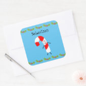 Gepersonaliseerd kerstsnoepriet vierkante sticker (Envelop)