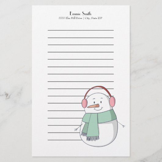 Gepersonaliseerd kerstsnowman briefpapier (Voorkant)