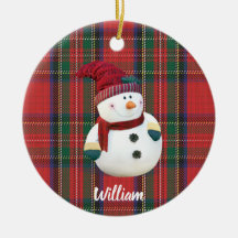 Gepersonaliseerd kerstsnowman-keramisch versiering