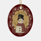 Gepersonaliseerd kerstsnowman Love Ornament (Rechts)