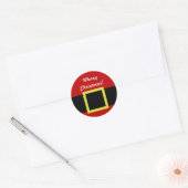 Gepersonaliseerd | Kerstvakantie | Santa's Belt Ronde Sticker (Envelop)