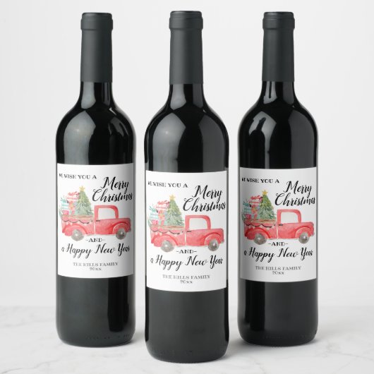 Gepersonaliseerd kerstvakantie wijn label etiket (Flessen)