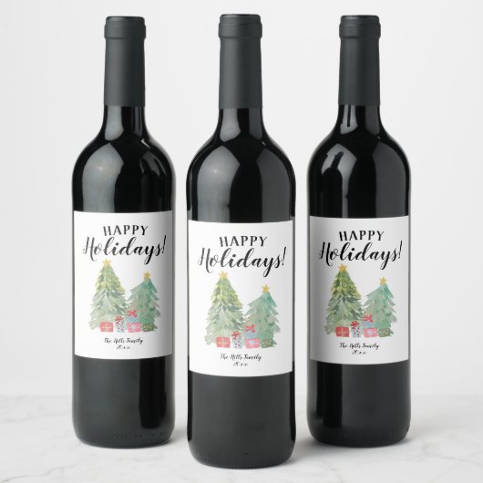 Gepersonaliseerd kerstvakantie wijn label etiket (Flessen)
