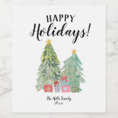 Gepersonaliseerd kerstvakantie wijn label etiket (Enkel label)