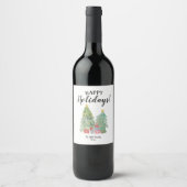 Gepersonaliseerd kerstvakantie wijn label etiket (Voorkant)