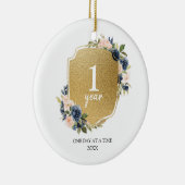 Gepersonaliseerd kerstversieel 1 jaar durend gebar keramisch ornament (Rechts)