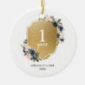 Gepersonaliseerd kerstversieel 1 jaar durend gebar keramisch ornament (Voorkant)