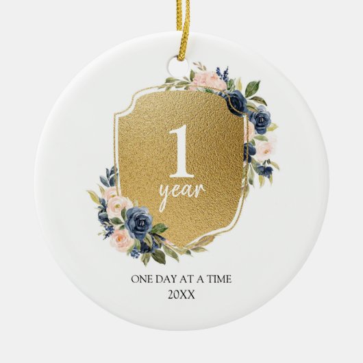 Gepersonaliseerd kerstversieel 1 jaar durend gebar keramisch ornament (Voorkant)