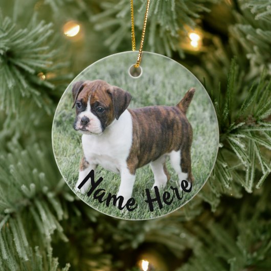 Gepersonaliseerd kerstversiering Brindle Boxer Keramisch Ornament (Boom)