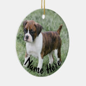 Gepersonaliseerd kerstversiering Brindle Boxer Keramisch Ornament (Rechts)