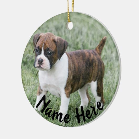Gepersonaliseerd kerstversiering Brindle Boxer Keramisch Ornament (Links)