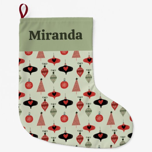 Gepersonaliseerd kerstversiering patroon grote kerstsok (Voorkant)