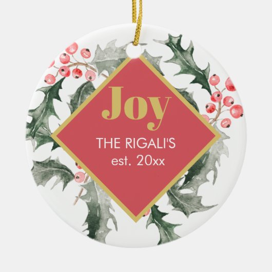 Gepersonaliseerd kerstversieringen keramisch ornament (Voorkant)