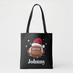 Gepersonaliseerd Kerstvoetbal Winter Sportteam Tote Bag