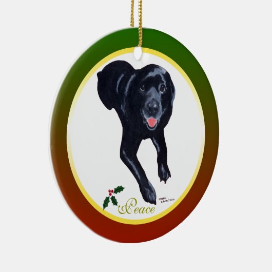 Gepersonaliseerd kerstzwart labrador ornament (Rechts)