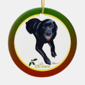 Gepersonaliseerd kerstzwart labrador ornament (Voorkant)