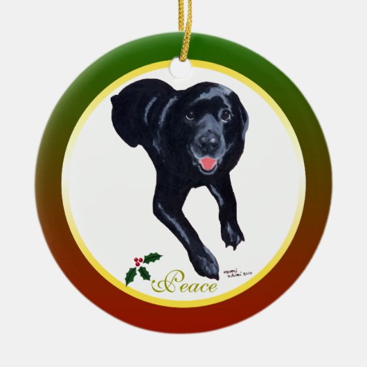 Gepersonaliseerd kerstzwart labrador ornament (Voorkant)