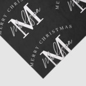 Gepersonaliseerd kerstzwart wit monogram tissuepapier (Detail)