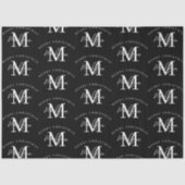 Gepersonaliseerd kerstzwart wit monogram tissuepapier (Voorkant)