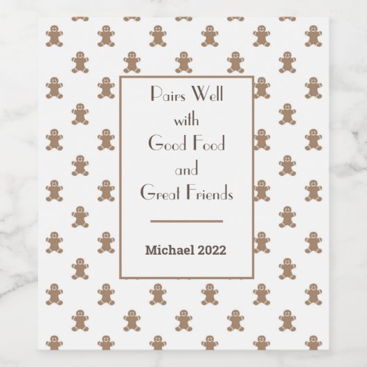 Gepersonaliseerd keukenbrood Man Patroonset van (6 Wijn Etiket (Enkel label)