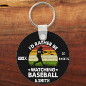 Gepersonaliseerd kijk ik liever naar honkbal sleutelhanger (Voorkant)