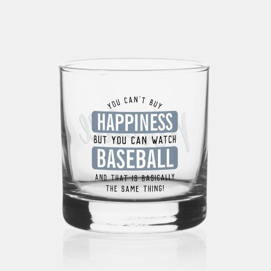 Gepersonaliseerd kijken naar honkbal is geluk grap whisky glas (Voorkant)