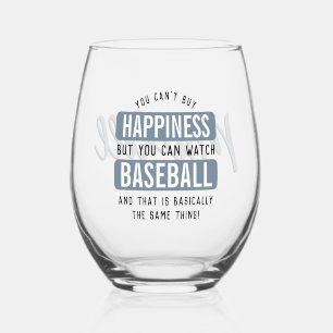 Gepersonaliseerd kijken naar honkbal is geluk grap wijnglas zonder voet