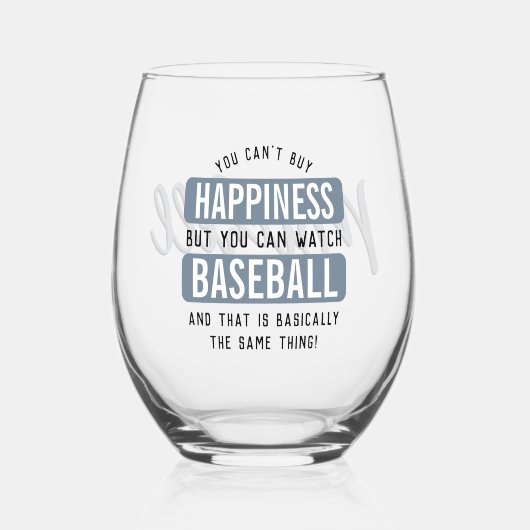 Gepersonaliseerd kijken naar honkbal is geluk grap wijnglas zonder voet (Voorkant)