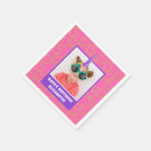 Gepersonaliseerd Kind Foto Happy Birthday Eenhoorn Servet (Hoek)