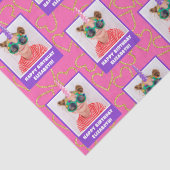 Gepersonaliseerd Kind Foto Happy Birthday Eenhoorn Tissuepapier (Detail)