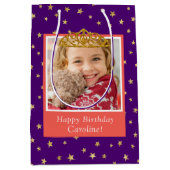 Gepersonaliseerd Kind foto Happy Birthday Gold Cro Medium Cadeauzakje (Voorkant)