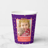 Gepersonaliseerd Kind foto Happy Birthday Gold Cro Papieren Bekers (Achterkant)