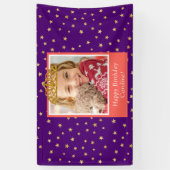 Gepersonaliseerd Kind foto Happy Birthday Gold Cro Spandoek (Verticaal)