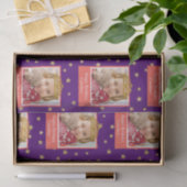 Gepersonaliseerd Kind foto Happy Birthday Gold Cro Tissuepapier (Geschenk)