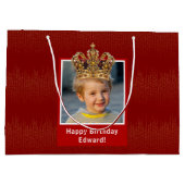 Gepersonaliseerd Kind Foto Happy Birthday King Cro Groot Cadeauzakje (Achterkant)
