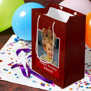 Gepersonaliseerd Kind Foto Happy Birthday King Cro Medium Cadeauzakje