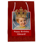 Gepersonaliseerd Kind Foto Happy Birthday King Cro Medium Cadeauzakje (Voorkant)