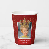 Gepersonaliseerd Kind Foto Happy Birthday King Cro Papieren Bekers (Achterkant)