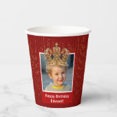 Gepersonaliseerd Kind Foto Happy Birthday King Cro Papieren Bekers (Voorkant)