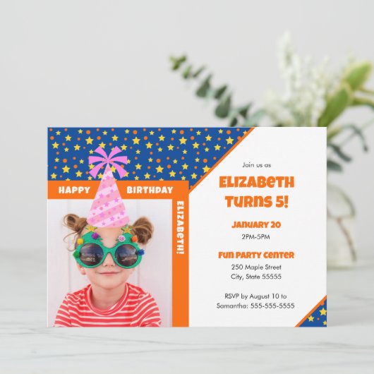 Gepersonaliseerd Kind Foto Happy Birthday Roze Pet Kaart (Staand voorkant)