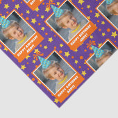 Gepersonaliseerd Kind Foto Happy Birthday w / Blue Tissuepapier (Detail)