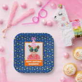 Gepersonaliseerd Kind Foto Happy Birthday w / Roze Papieren Bordje (Feest)